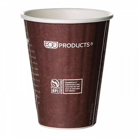 World Art Renewable and Compostable Insulated Hot Cups, 8 oz, Paper, Brown/White, 40/Pack, 20 Packs/Carton (EPBNHC8WD)