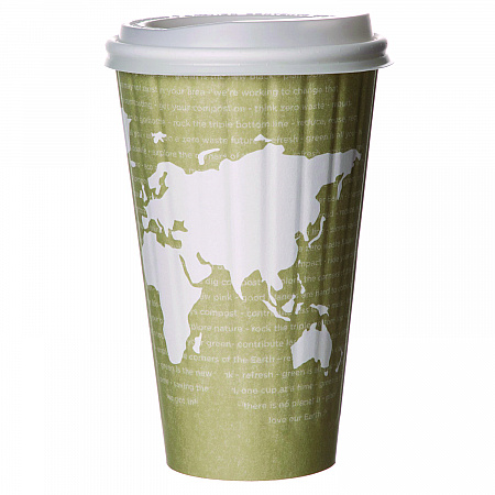 World Art Renewable and Compostable Insulated Hot Cups, 16 oz, Paper, Brown/White, 40/Pack, 15 Packs/Carton (EPBNHC16WD)