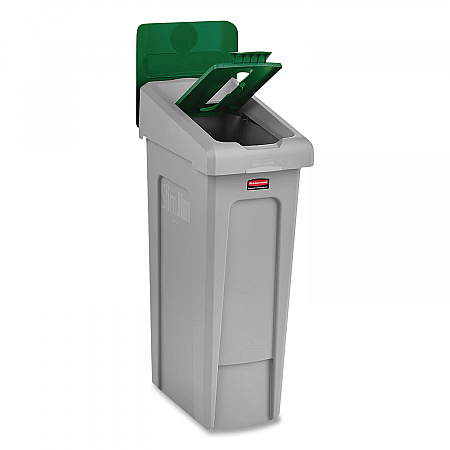 Slim Jim Recycling Station Kit, 1-Stream Paper, 23 gal, Plastic, Green/Gray (2185054)