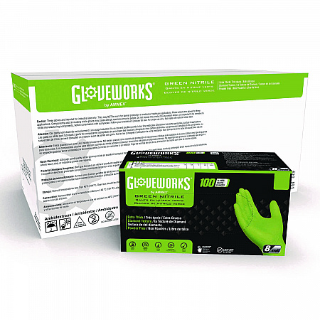 Heavy-Duty Industrial Nitrile Gloves, Powder-Free, Medium, 8 mil Thick, 9.5