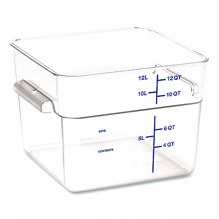 Squares Polycarbonate Food Storage Container, 12 qt, 11.13 x 11.13 x 8.25, Clear, Plastic (1195407)