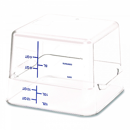 Squares Polycarbonate Food Storage Container, 12 qt, 11.13 x 11.13 x 8.25, Clear, Plastic (1195407)