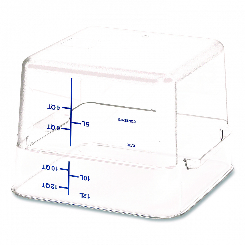 Squares Polycarbonate Food Storage Container, 12 qt, 11.13 x 11.13 x 8.25, Clear, Plastic (1195407)