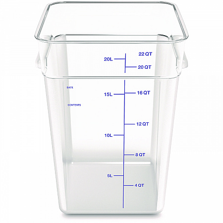 Squares Polycarbonate Food Storage Container, 22 qt, 11 13 x 11.13 x 15.72, Clear, Plastic (1195607)