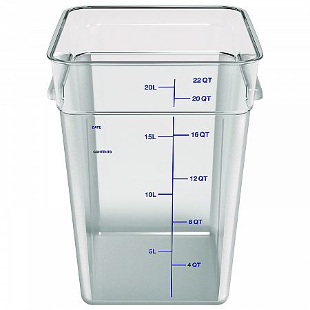 Squares Polycarbonate Food Storage Container, 22 qt, 11 13 x 11.13 x 15.72, Clear, Plastic (1195607)