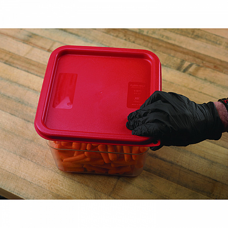 Squares Food Storage Container Lid, 9 x 9 x 0.63, Red, Plastic (1197105)