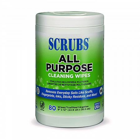 All Purpose Cleaning Wipes, 9 x 12, Citrus Scent, White, 80 Wipes/Canister, 6 Canisters/Carton (96580)