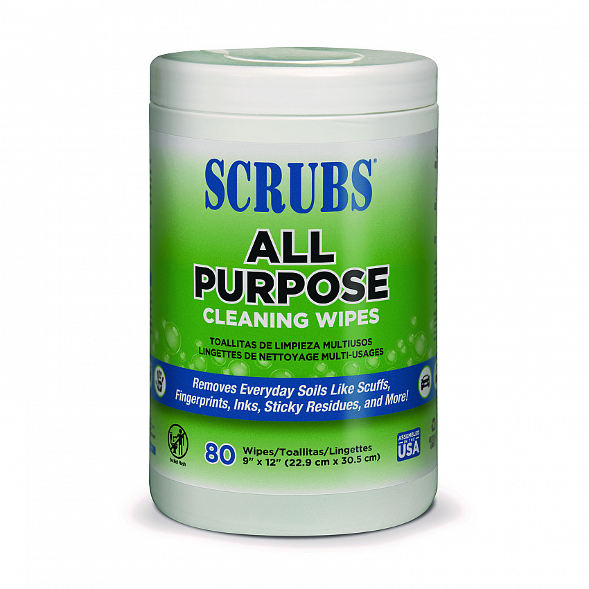 All Purpose Cleaning Wipes, 9 x 12, Citrus Scent, White, 80 Wipes/Canister, 6 Canisters/Carton (96580)