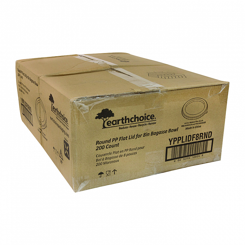 EarthChoice PP Lid for Fiber Blend Bowl, 8" Diameter, Clear, Plastic, 200/Carton (YPPLIDF8RND)