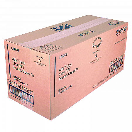 Recycleware Round Deli Container Lids, Flat Outer Fit, Clear, Plastic, 500/Carton (LRDOF)