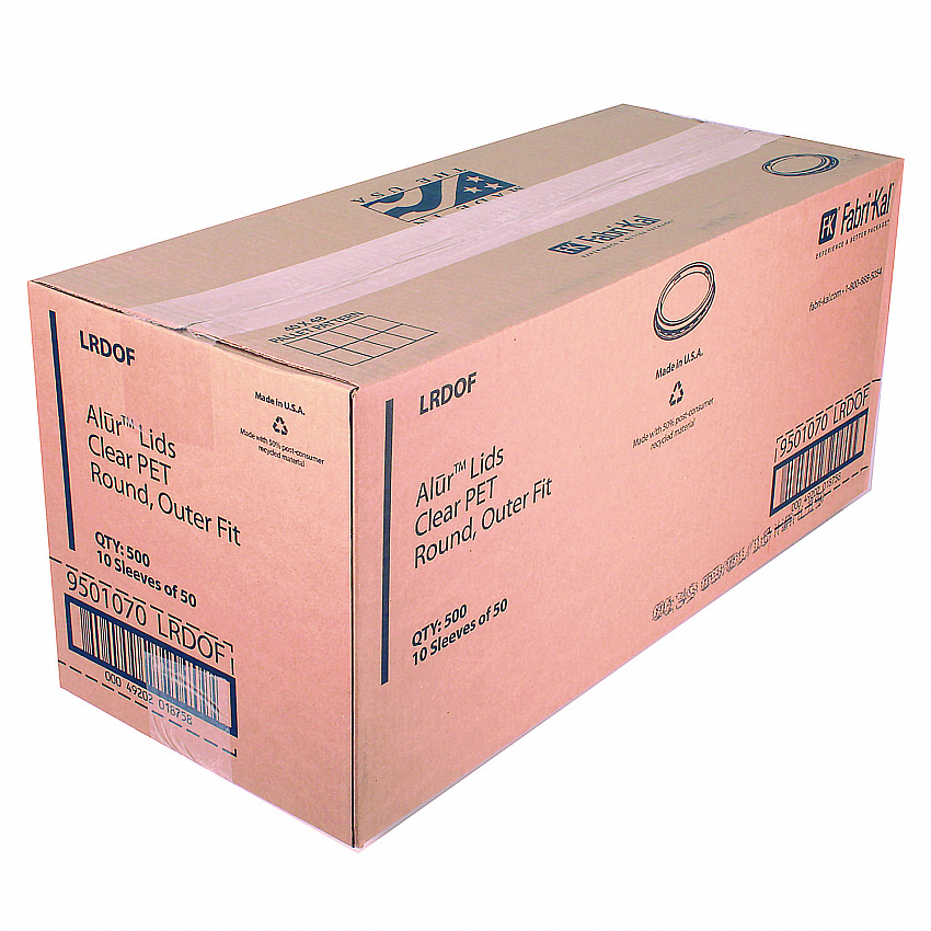 Recycleware Round Deli Container Lids, Flat Outer Fit, Clear, Plastic, 500/Carton (LRDOF)