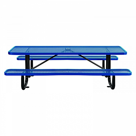 Expanded Steel Picnic Table, Rectangular, 96 x 62 x 29.5, Blue Top, Blue Base/Legs (277153BL)
