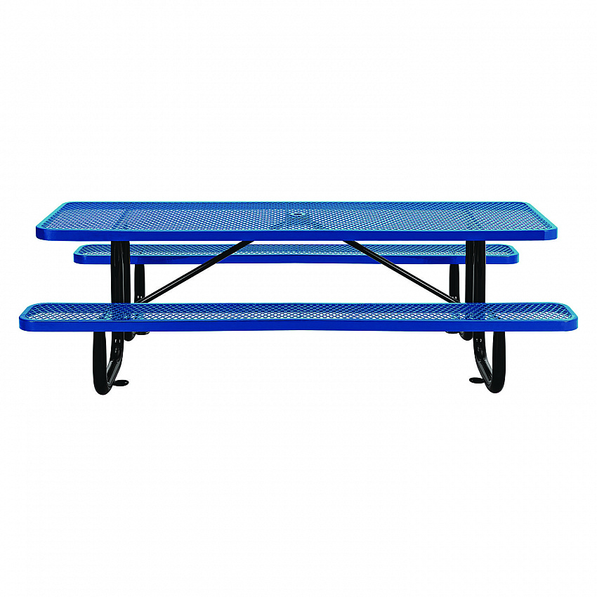Expanded Steel Picnic Table, Rectangular, 96 x 62 x 29.5, Blue Top, Blue Base/Legs (277153BL)