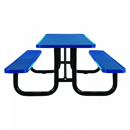 Expanded Steel Picnic Table, Rectangular, 96 x 62 x 29.5, Blue Top, Blue Base/Legs (277153BL)