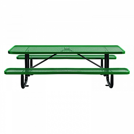 Expanded Steel Picnic Table, Rectangular, 96 x 62 x 29.5, Green Top, Green Base/Legs (277153GN)