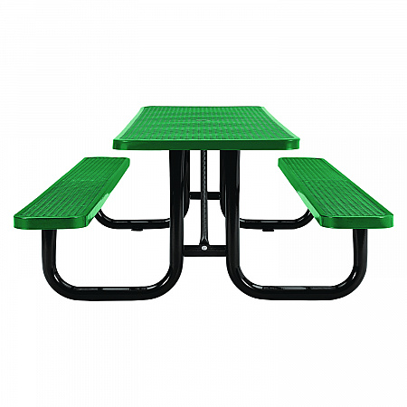Expanded Steel Picnic Table, Rectangular, 96 x 62 x 29.5, Green Top, Green Base/Legs (277153GN)