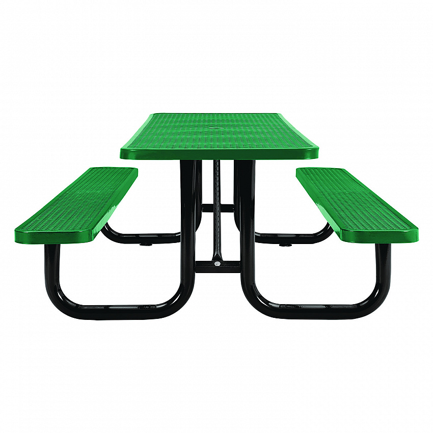 Expanded Steel Picnic Table, Rectangular, 96 x 62 x 29.5, Green Top, Green Base/Legs (277153GN)