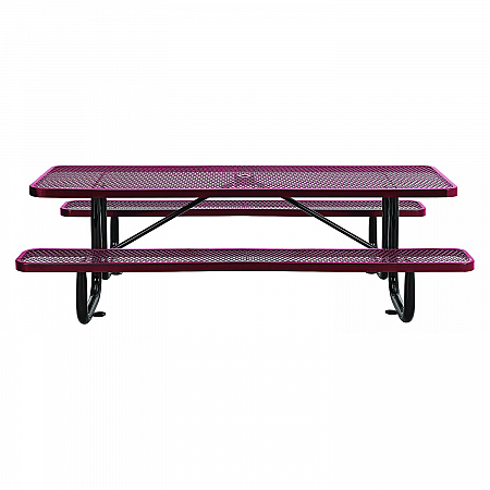 Expanded Steel Picnic Table, Rectangular, 96 x 62 x 29.5, Red Top, Red Base/Legs (277153RD)