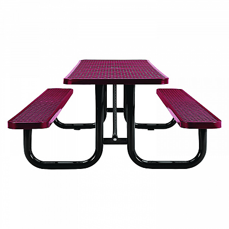 Expanded Steel Picnic Table, Rectangular, 96 x 62 x 29.5, Red Top, Red Base/Legs (277153RD)