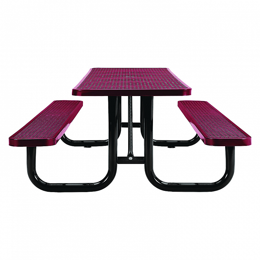 Expanded Steel Picnic Table, Rectangular, 96 x 62 x 29.5, Red Top, Red Base/Legs (277153RD)