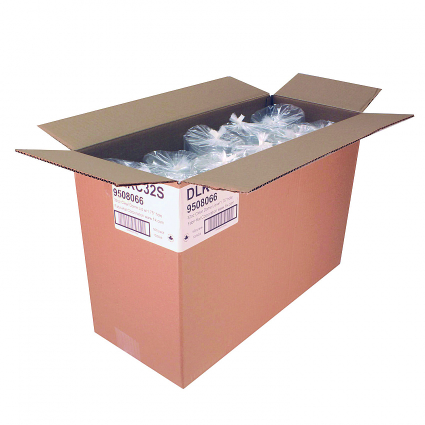 Kal-Clear/Nexclear Drink Cup Lids, Squat Dome Lid with 1.75" Hole, Fits 32 oz Cold Cups, Plastic, Clear, 500/Carton (DLKC32S)
