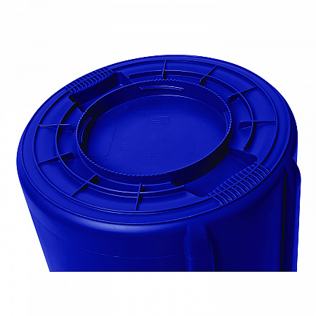 Vented Round Brute Container, 32 gal, Plastic, Blue (2632BLU)
