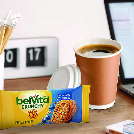 belVita Breakfast Biscuits, Blueberry, 1.76 oz Pack, 8/Box (02908BX)