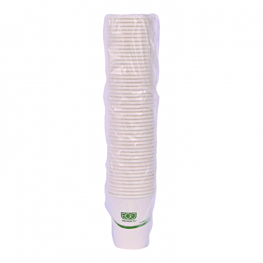 GreenStripe Renewable and Compostable Hot Cups, 8 oz, Paper, White/Green, 50/Pack, 20 Packs/Carton (EPBHC8GS)