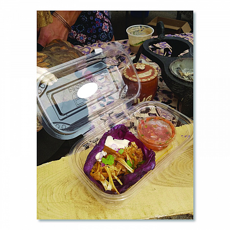 Renewable and Compostable Clear Clamshell Hinged Food Containers, 9 x 6 x 3, Plastic, 80/Pack, 3 Packs/Carton (EPLC96)