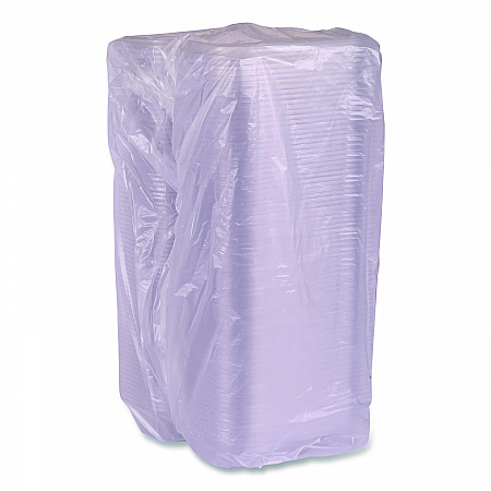 Renewable and Compostable Clear Clamshell Hinged Food Containers, 9 x 6 x 3, Plastic, 80/Pack, 3 Packs/Carton (EPLC96)