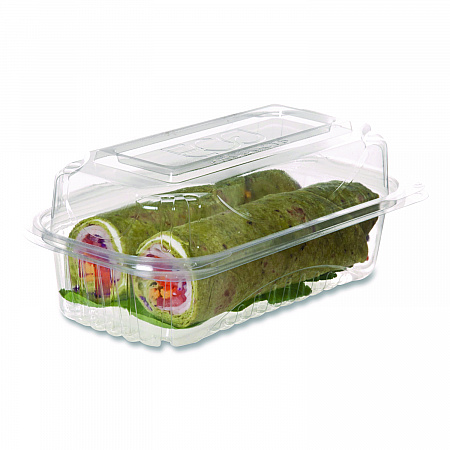 Renewable and Compostable Clear Clamshell Hinged Food Containers, 9 x 6 x 3, Plastic, 80/Pack, 3 Packs/Carton (EPLC96)
