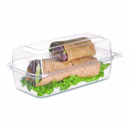 Renewable and Compostable Clear Clamshell Hinged Food Containers, 9 x 6 x 3, Plastic, 80/Pack, 3 Packs/Carton (EPLC96)