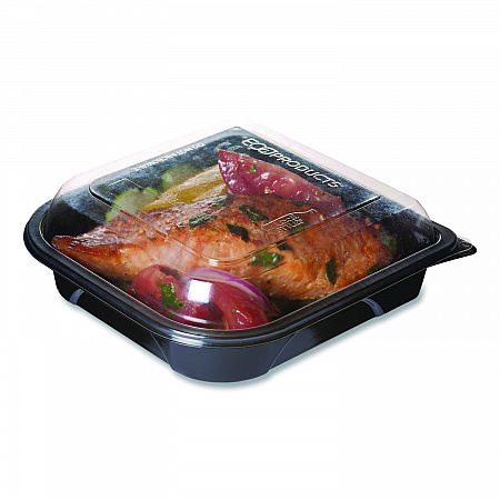 BlueStripe Premium Take-Out Containers, 6.77 x 6.6 x 2.31, Black/Clear, Base/Lid Combo, Plastic, 150/Carton (EPPTOR7)