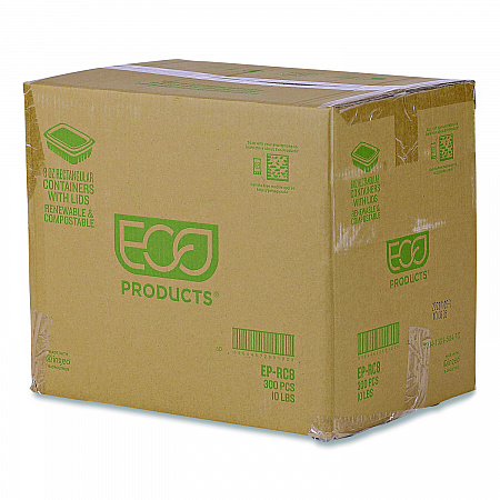 Renewable and Compostable Rectangular Deli Containers with Lid, 8 oz, 3 x 4.83 x 1.5, Clear, Plastic, 50/Pack, 4 Packs/Carton (EPRC8)