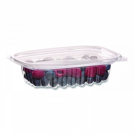 Renewable and Compostable Rectangular Deli Containers with Lid, 8 oz, 3 x 4.83 x 1.5, Clear, Plastic, 50/Pack, 4 Packs/Carton (EPRC8)