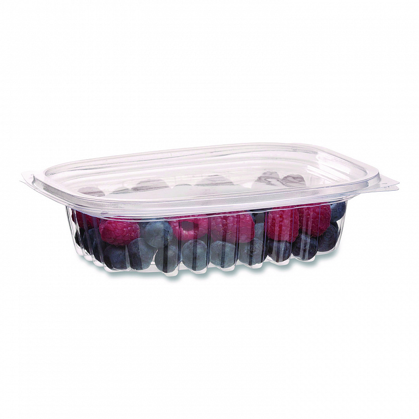 Renewable and Compostable Rectangular Deli Containers with Lid, 8 oz, 3 x 4.83 x 1.5, Clear, Plastic, 50/Pack, 4 Packs/Carton (EPRC8)
