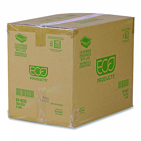 Renewable and Compostable Rectangular Deli Containers with Lid, 12 oz, 2 x 4 x 2, Clear, Plastic, 100/Pack, 3 Packs/Carton (EPRC12)