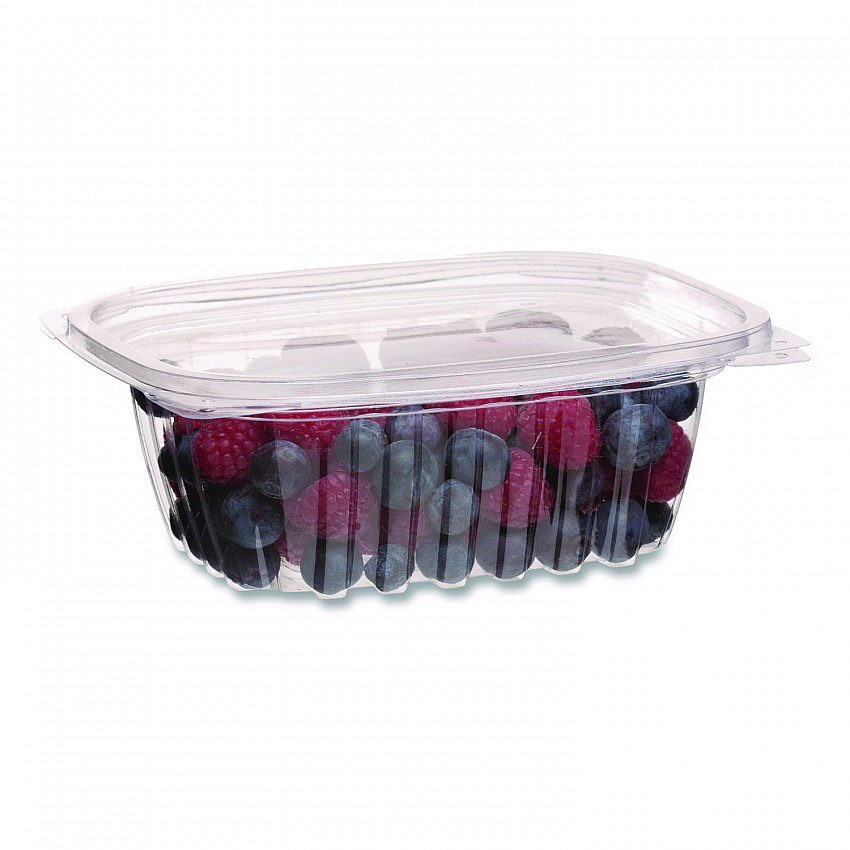 Renewable and Compostable Rectangular Deli Containers with Lid, 12 oz, 2 x 4 x 2, Clear, Plastic, 100/Pack, 3 Packs/Carton (EPRC12)