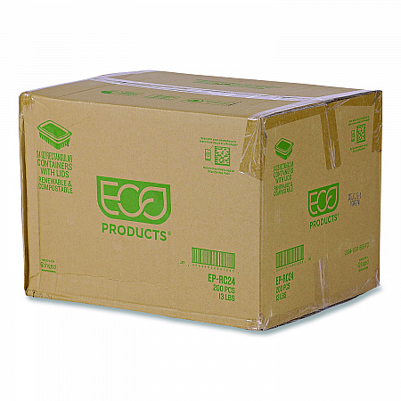 Renewable and Compostable Rectangular Deli Containers with Lid, 24 oz, 4 x 5.5 x 2, Clear, Plastic, 50/Pack, 4 Packs/Carton (EPRC24)