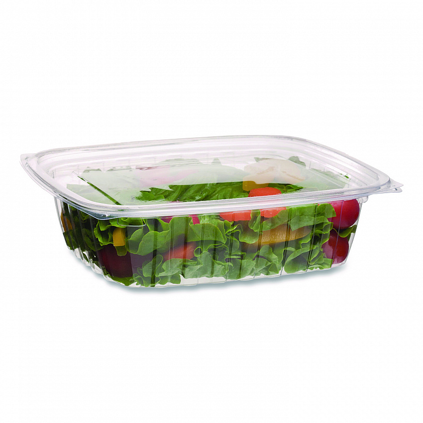 Renewable and Compostable Rectangular Deli Containers with Lid, 24 oz, 4 x 5.5 x 2, Clear, Plastic, 50/Pack, 4 Packs/Carton (EPRC24)