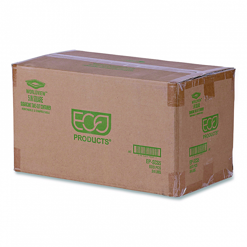 WorldView Renewable Molded Fiber Containers, 10 oz, 5.04 x 5.04 x 1.09, White, 800/Carton (EPSCS5)