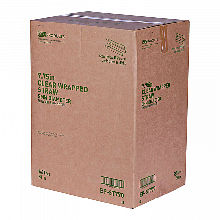 Clear Wrapped Straw, 7.75