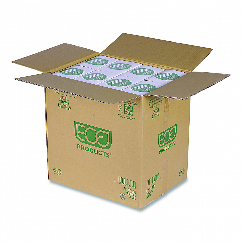 Wrapped Straw, 9.5", Plastic, Clear, 4,800/Carton (EPST990)