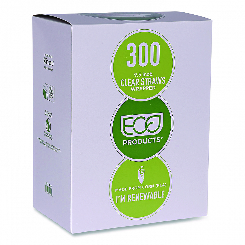 Wrapped Straw, 9.5", Plastic, Clear, 4,800/Carton (EPST990)