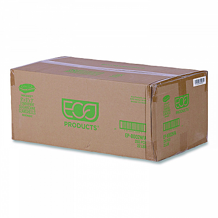 Vanguard Renewable and Compostable Sugarcane Clamshells, 3 Compartments, 9 x 6 x 3, White, 250/Carton (EPB002NFA)
