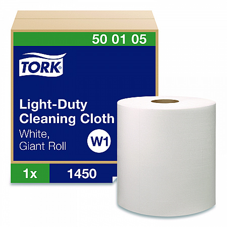 Light Duty Cleaning Cloth, Giant Roll, 1-Ply, 9 x 12.4, White, 1,450 Sheet Roll/Carton (500105)