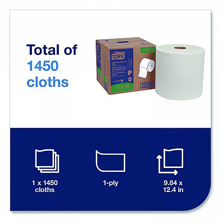 Light Duty Cleaning Cloth, Giant Roll, 1-Ply, 9 x 12.4, White, 1,450 Sheet Roll/Carton (500105)