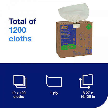 Light Duty Cleaning Cloth Pop Up Box, 1-Ply, 8.3 x 16.1, White, 120 Cloths/Pack, 10 Packs/Carton (500176)