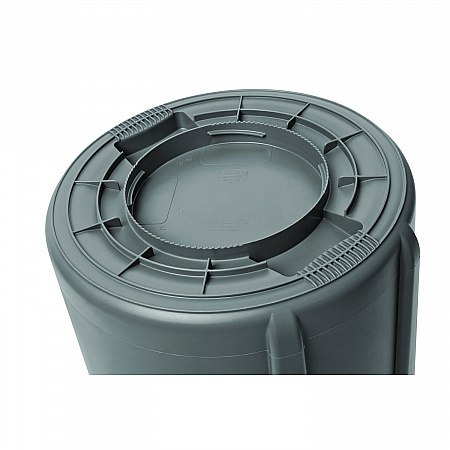 Vented Round Brute Container, 10 gal, Plastic, Gray (2610GRA)