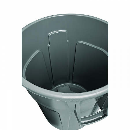 Vented Round Brute Container, 10 gal, Plastic, Gray (2610GRA)